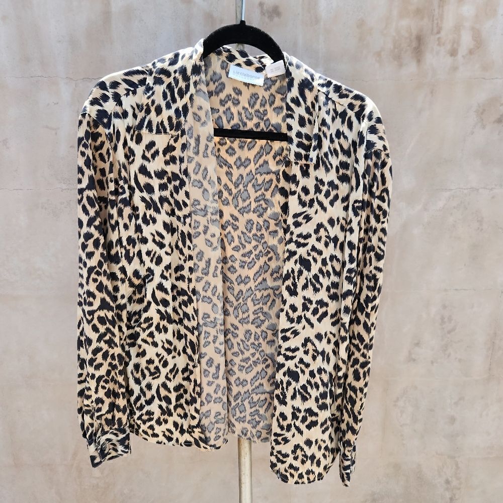 Liz claiborne vintage 90s leapord silk blouse